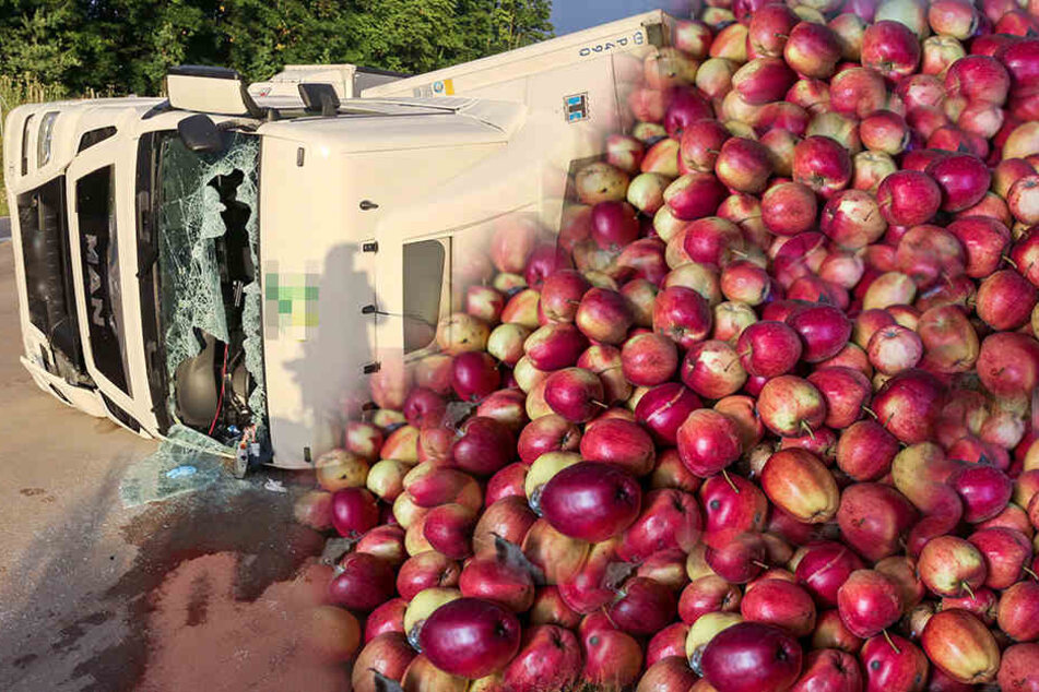 Der Lkw verlor Dutzende Äpfel. (Symbolbild)