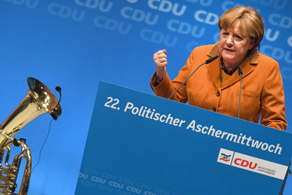 Kanzlerin Angela Merkel beim Politischen Aschermittwoch in Demmin 2017.