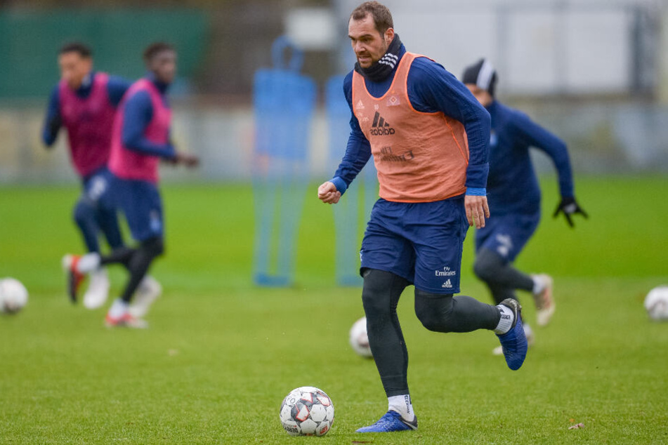 HSV-Spieler Pierre-Michel Lasogga beim Trainingsauftakt nach der Winterpause.