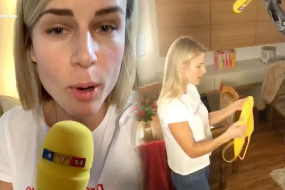 Adrienne Koleszár zeigt die Dreharbeiten von RTL in ihren eigenen vier Wänden in Dresden.