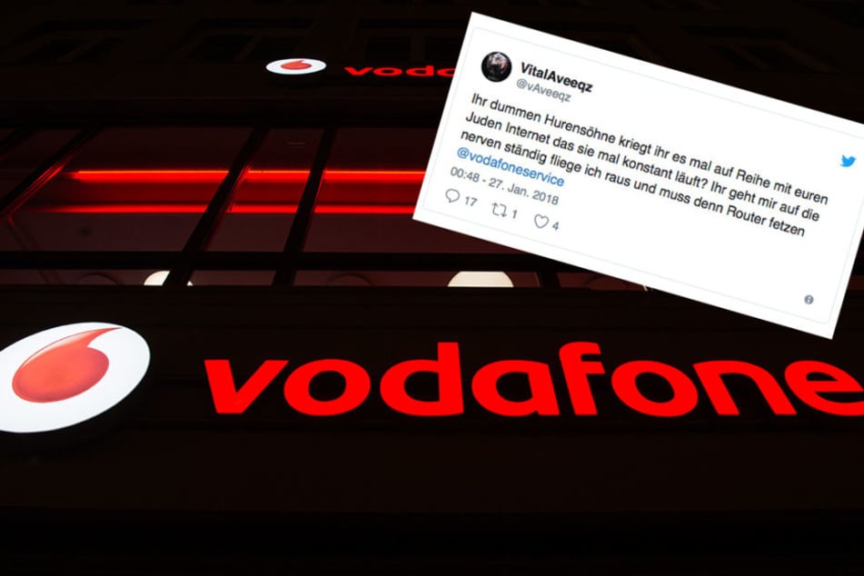 Die wüste Beleidigung gegenüber Vodafone bei Twitter.