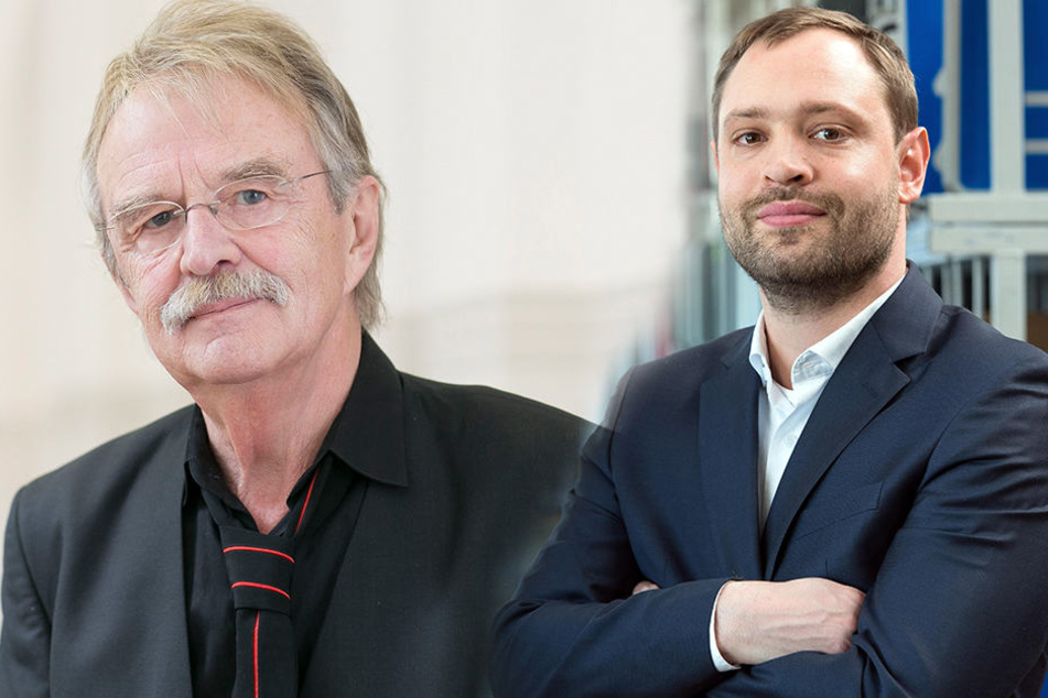 Sie fordern den Eigentümer und die Stadt zum Handeln auf: Dieter Füsslein (77, FDP, l.) und Alexander Dierks (30, CDU).