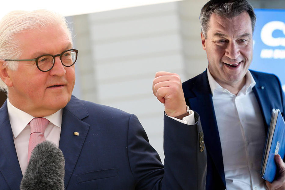 Bundespräsident Steinmeier (62) kritisiert Begriffe wie die von Bayerns Ministerpräsident Söder (51, CSU) scharf. (Bildmontage)
