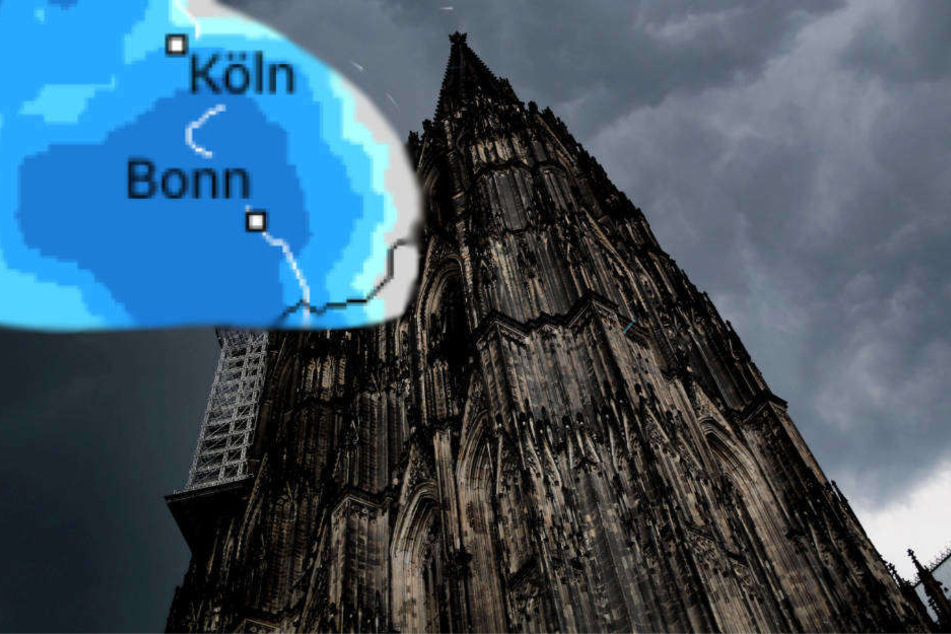 Morgen möglich: Gewitterwolken über dem Kölner Dom.