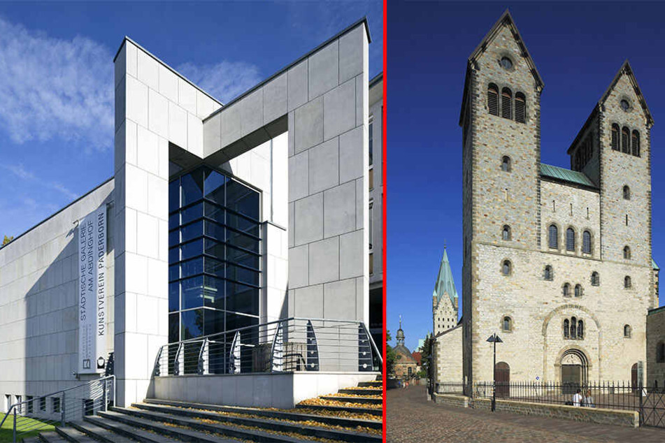 Das Stadtmuseum am Abdinghof (links) will im Kreuzgang des ehemaligen Abdinghofklosters eine Glocke mit der Aufschrift "Gott ist tot" aufhängen.