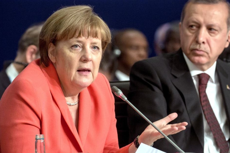 Bundeskanzlerin Angela Merkel und Staatspräsident Recep Tayyip Erdogan .