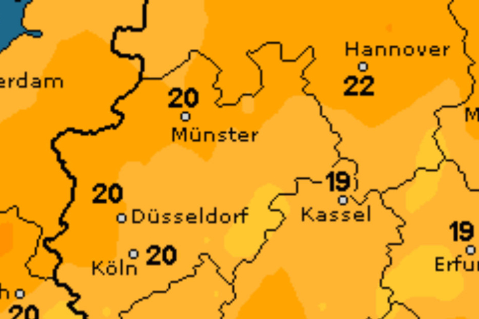 Es geht runter auf 20 Grad Höchstwerte.