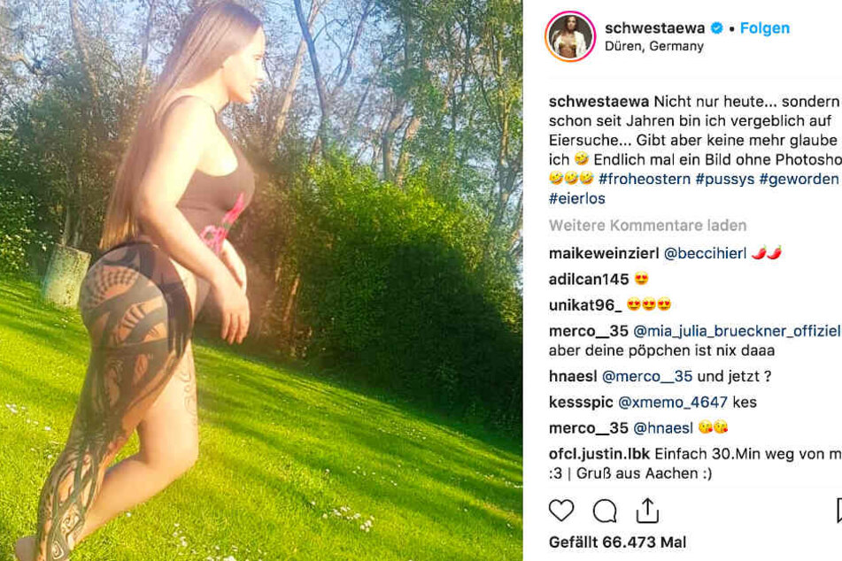 Der Screenshot zeigt einen Instagram-Eintrag von Rapperin Schwesta Ewa.