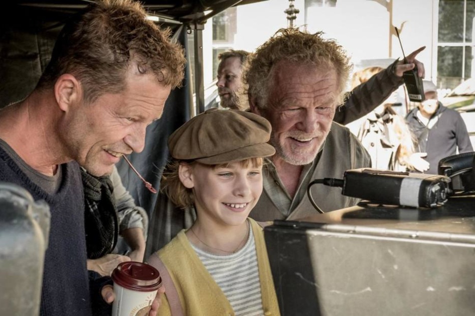 Nick Nolte (r.), Sophie Lane Nolte und Schweiger bei den Dreharbeiten.