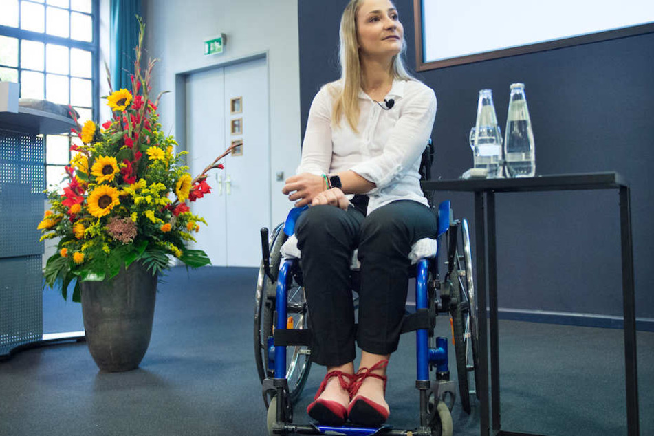 Kristina Vogel (28) bei einer Pressekonferenz Mitte September im Unfallkrankenhaus Berlin-Marzahn.