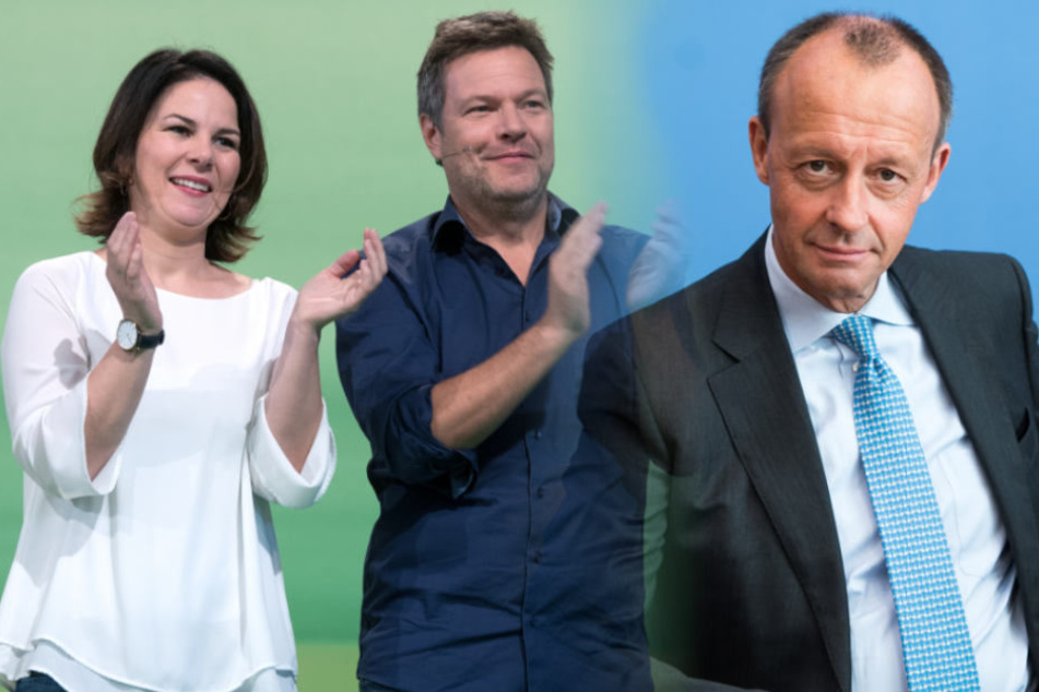 Die Bundesvorsitzenden der Grünen Annalena Baerbock und Robert Habeck können sich freuen: Ihre Partei liegt bei 23 Prozent. Bei der Union blieb der Merz-Effekt aus.
