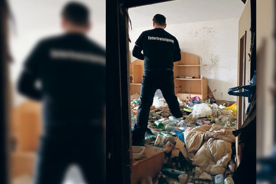 In einer komplett zugemüllten Wohnung versucht der Tatortreiniger, sich einen Überblick zu verschaffen.