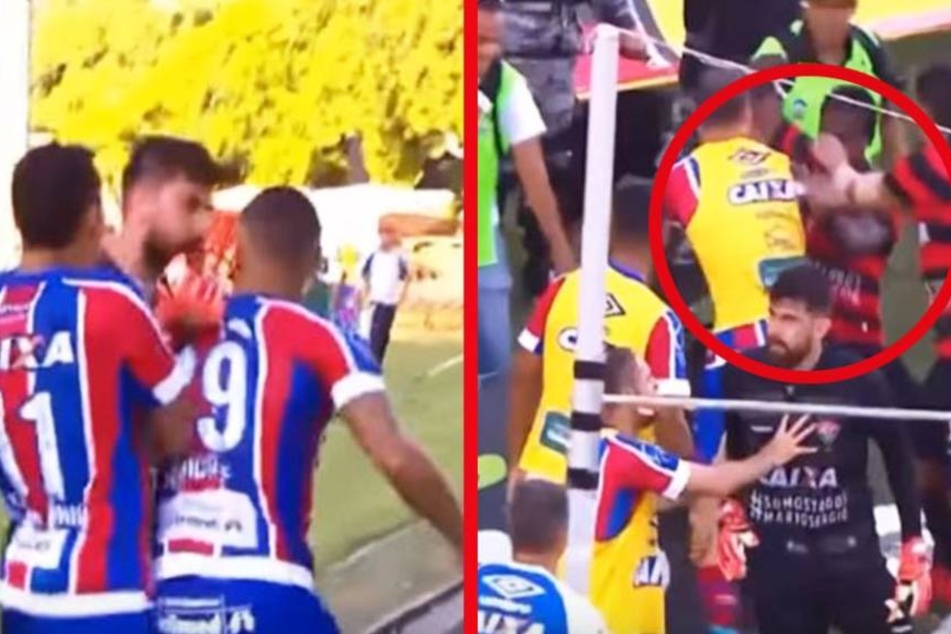 Die Krawalle begannen, als der Bahía-Spieler Vinícius seinen Elfmeter-Treffer vor der Fankurve von Vitória feierte.