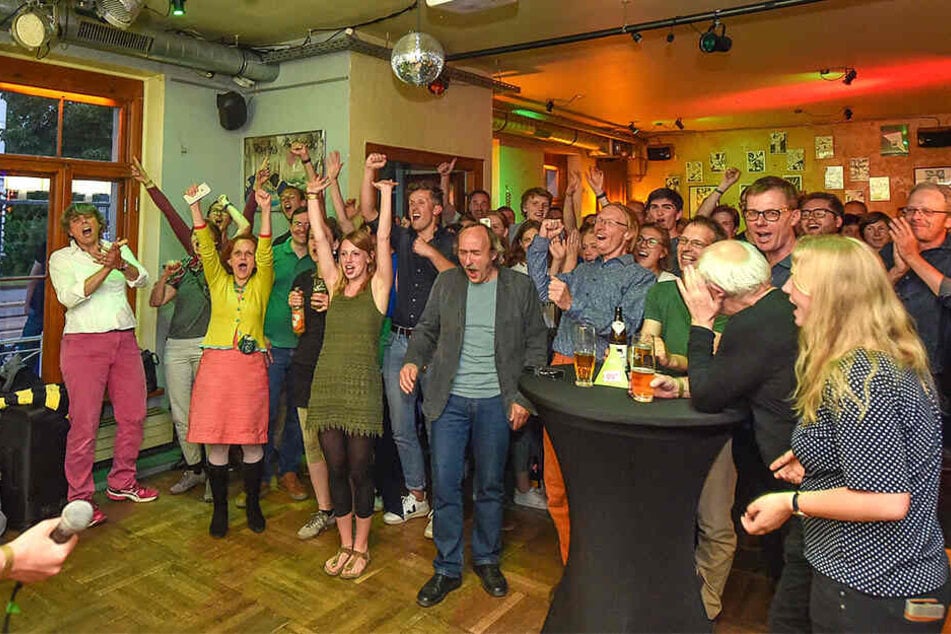 Die Grünen feierten ihr Ergebnis im "Alten Wettbüro" an der Antonstraße.