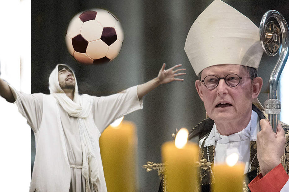 Der Kölner Erzbischof Woelki (r.) hofft auf den Fußball-Gott. (Fotomontage)