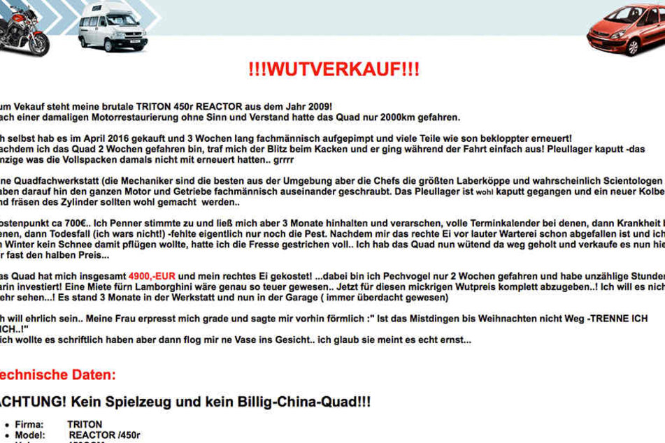 Der "Wutverkauf" ist auch auf seine Frau zurückzuführen.