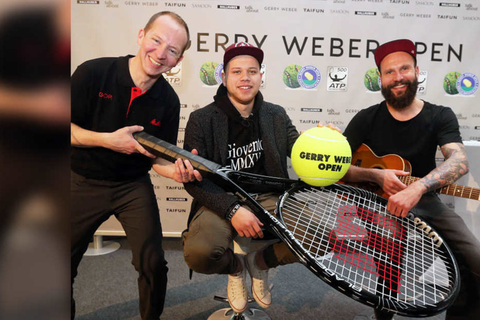 Jongleur Hannes Neumann, "The Voice"-Sieger Tay Schmedtmann und Musiker Patrick Fa (von links) sind bei den Gerry Weber Open dabei.