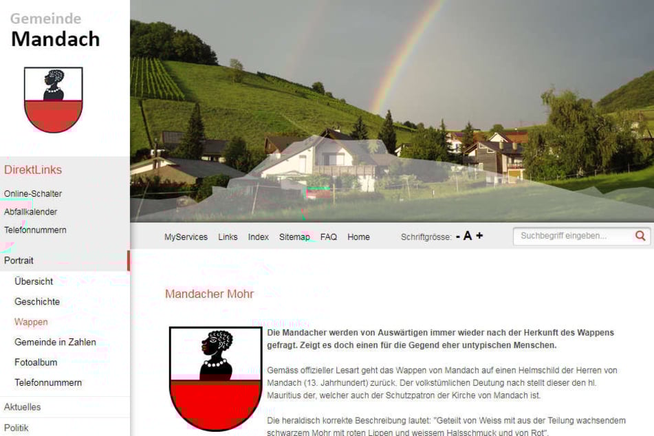Die Homepage der Gemeinde Mandach erklärt das Wappen.