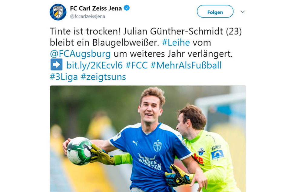 So feiert Jena die Verlängerung bei Twitter.