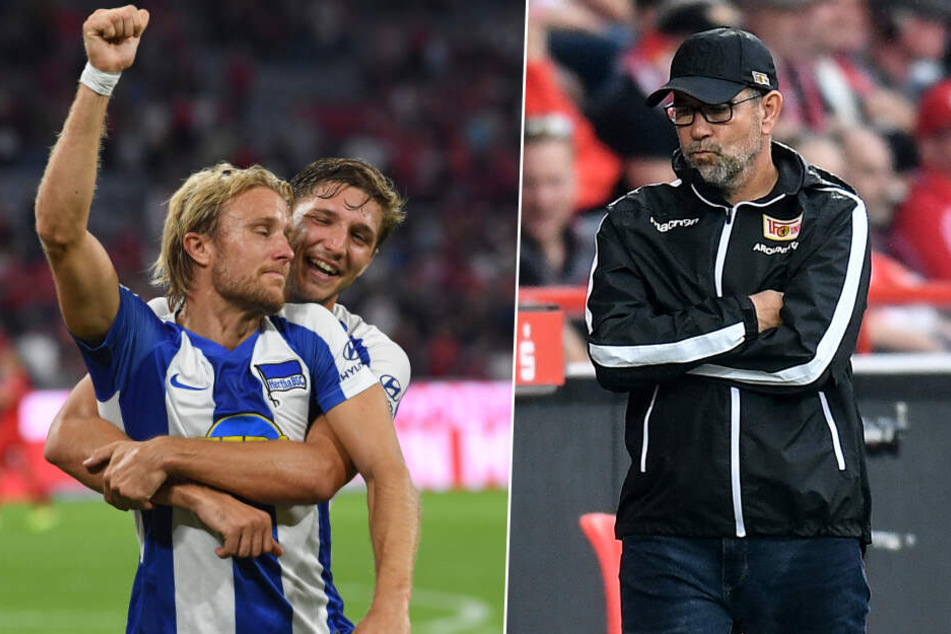 Verschiedene Stimmungslagen: Hertha BSC spielte 2:2 bei Bayern München, Union unterlag in der Alten Försterei RB Leipzig mit 0:4.