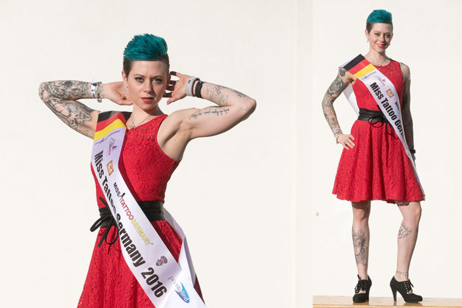 Miss Tattoo Germany Nina (29) schaute natürlich auch auf der Messe in Dresden vorbei.