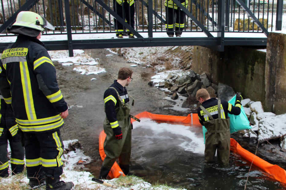 Die Feuerwehr rückte an und stieg bei den eiskalten Temperaturen in die Fluten.