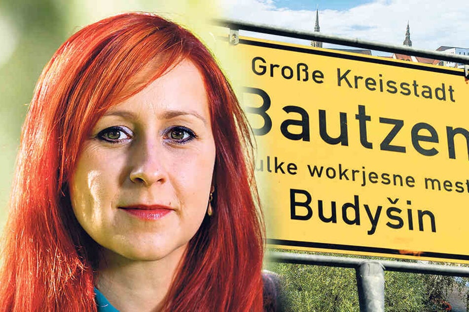 Angeblich kein Platz auf der Tafel: Der sorbische Ortsname ist kleiner. Grünen-Abgeordnete
Franziska Schubert (34).