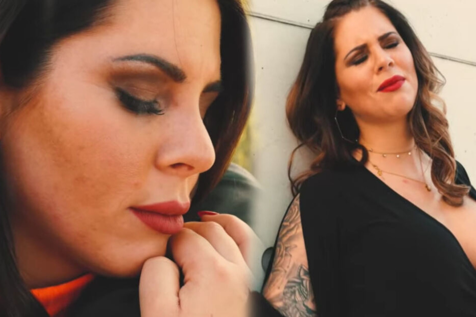 Ex-Dschungelkönigin Jenny Frankhauser kämpft im Musikvideo zu "Zwischen zwei Stühlen" mit ihren Emotionen. (Fotomontage)