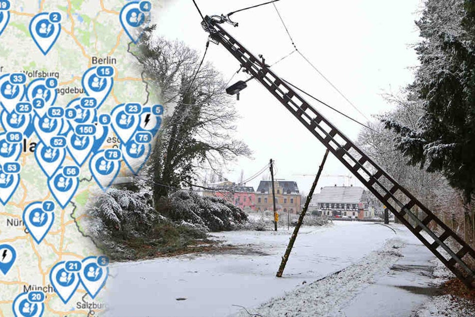 Durch Sturm Friederike kam es in Sachsen, Sachsen-Anhalt, Thüringen und Brandenburg zu großflächigen Stromausfällen.