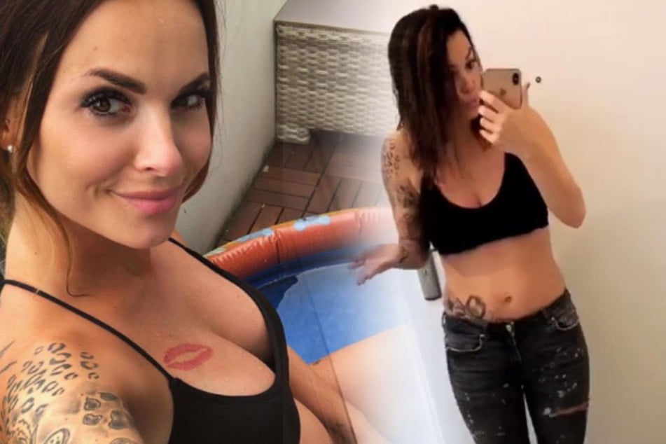 "Nanu, wo ist der Bauch hin?", wunderte sich Denise Kappès selbst, die nur Tage nach der Geburt schon wieder etliche Kilos verloren hatte. (Bildmontage)
