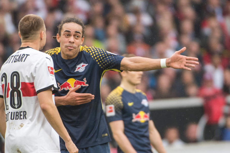 Auch mit Diskutieren konnte Leipzigs Yussuf Poulsen RB am Sonntag beim VfB Stuttgart nicht zum Sieg verhelfen.