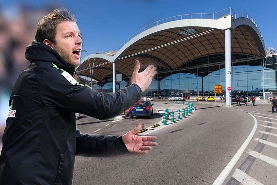So, bitteschön, hier geht's lang! Nämlich zum Flughafen Alicante. Florian Kohfeldt, Cheftrainer bei Werder, kennt sein Ziel.