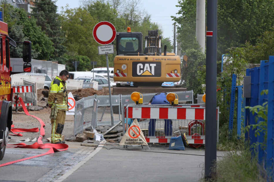 Hier verletzte sich 2015 ein Arbeiter in Dresden beim Flexen einer
Gasleitung. Er erlitt Brandverletzungen.