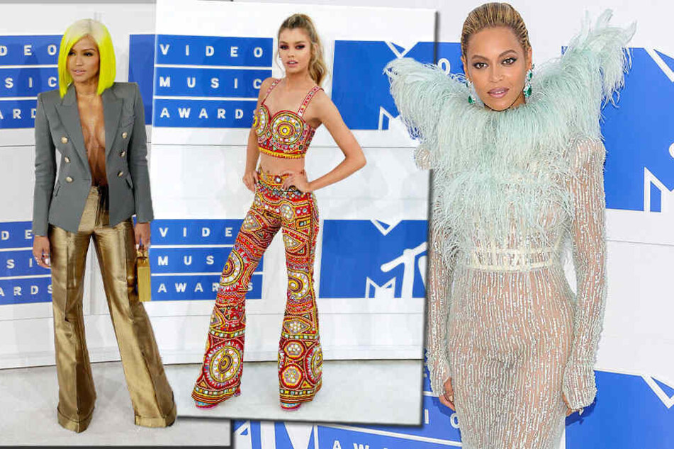 Beyoncé (34) , "Victoria's Secret"-Engel Stella Maxwell (25) und P. Diddys Freundin Cassie (30, v.r.n.l.) bei den MTV Video Music Awards.