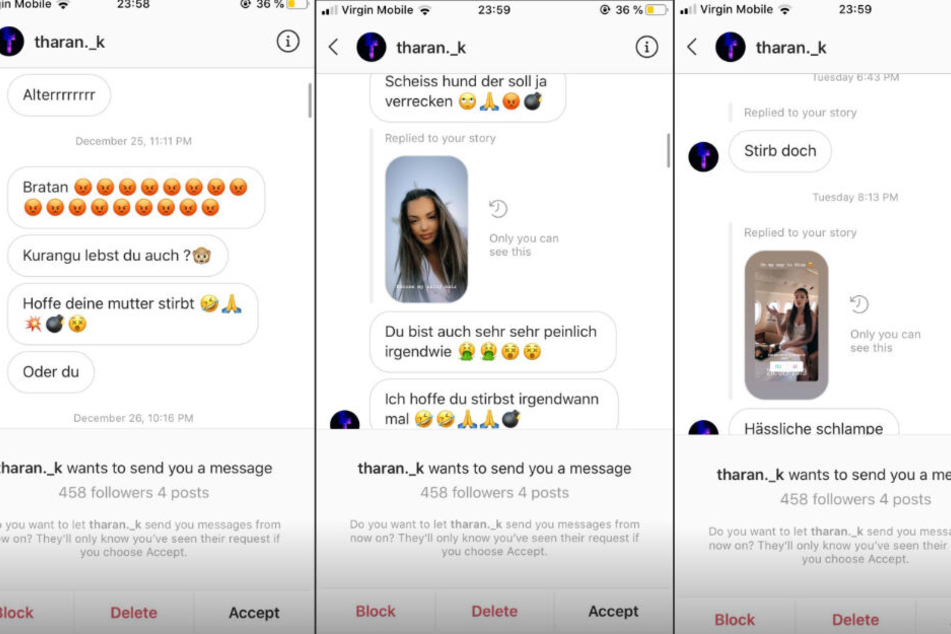 Diese Nachrichten erhielt Enisa von einem Follower.