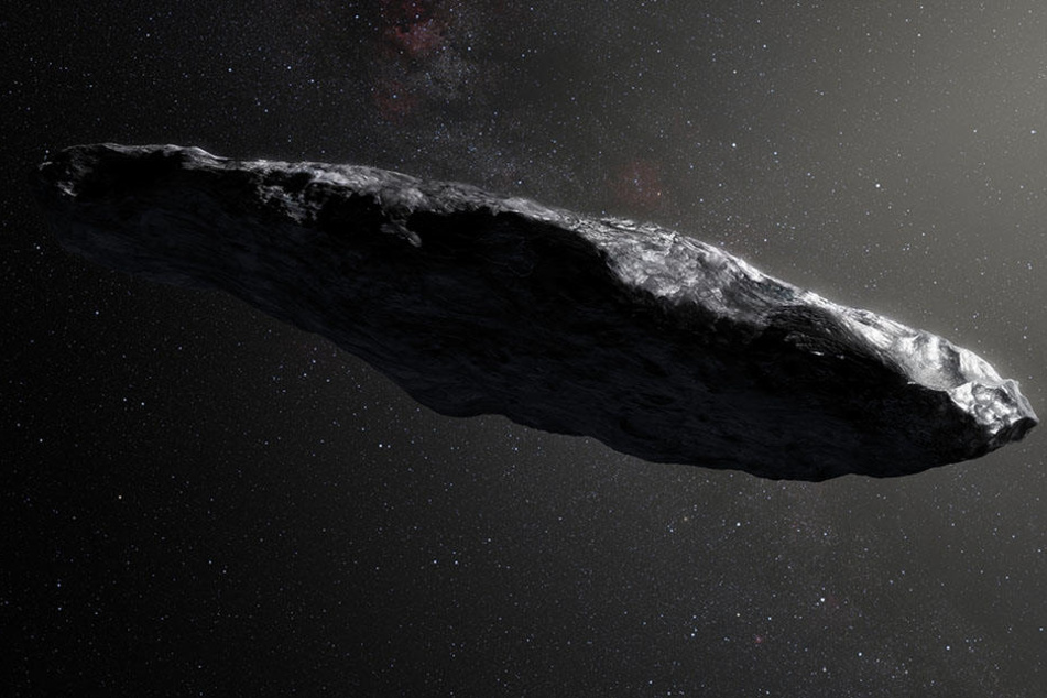Diese künstlerische Darstellung zeigt den Kometen 1I/2017 U1 "'Oumuamua", der aus einem anderen Sonnensystem stammt und bisher als Asteroid galt.