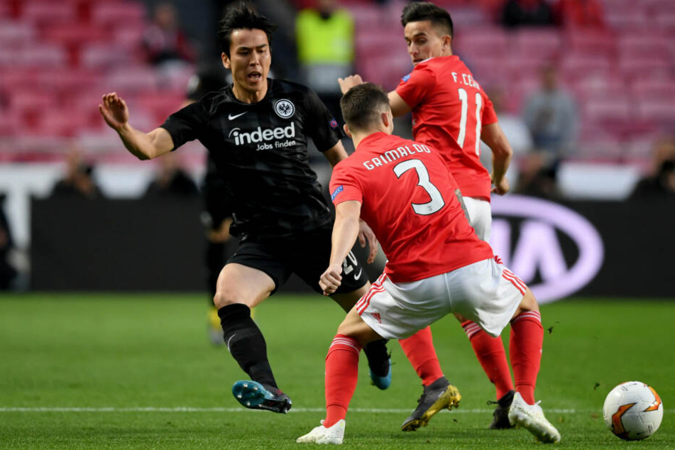 Dauer-Pressing und viel Einsatz zeichneten die Eintracht um Makoto Hasebe (Li.) in der Anfangsphase gegen Benfica Lissabon aus.