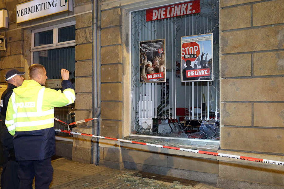 Anschlag auf ein Büro der Linken in Freital bei Dresden.