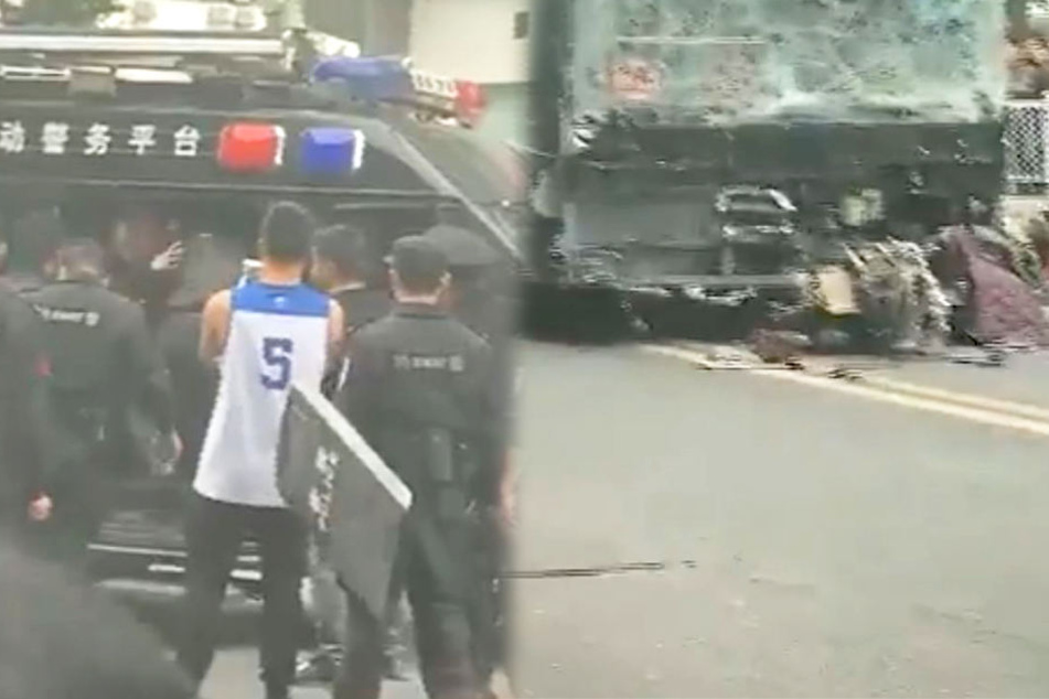 Die Polizei nahm einen mit einem Messer bewaffneten Angreifer fest.