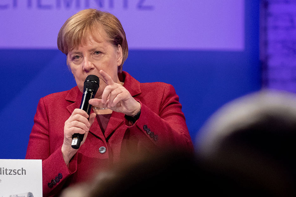 Bundeskanzlerin Angela Merkel am Freitag in Chemnitz.
