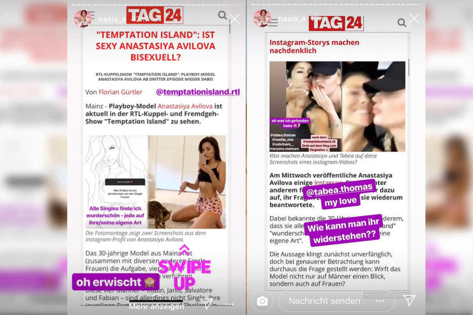 Screenshots aus dem Instagram-Profil von Anastasiya Avilova.