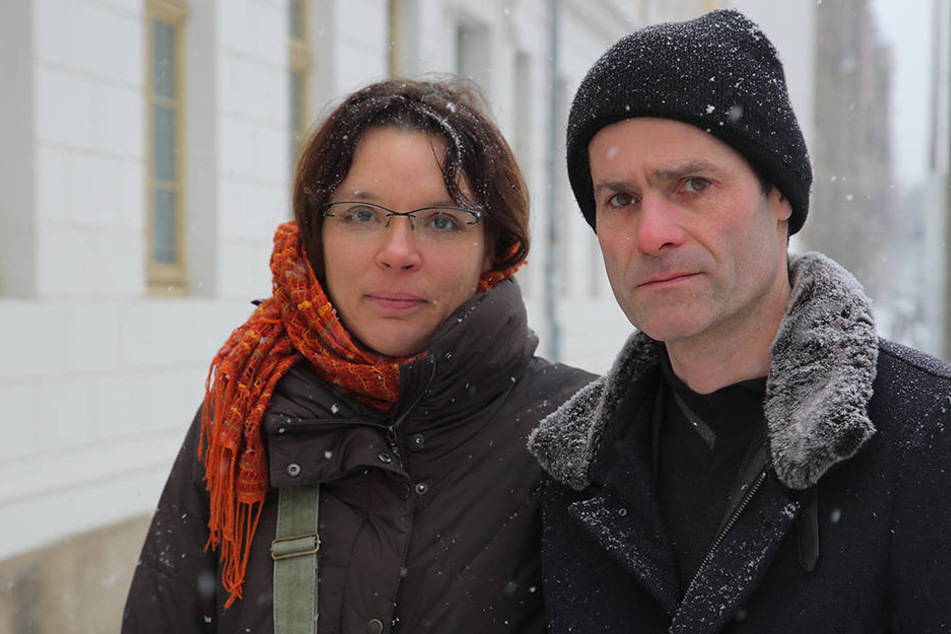 Kristin Unglaube und Christoph Geibel von der Vertretung der freien Honorarkräfte am HSKD.