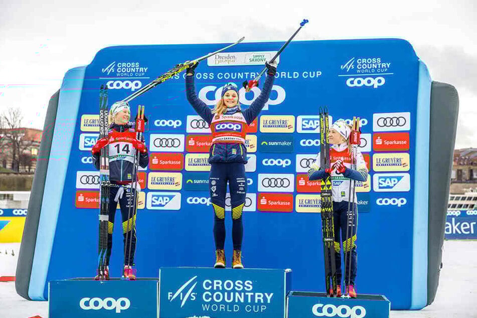 Dreifach-Erfolg für die Schwedinnen durch Stina Nilsson (M.), Maja Dahlqvist (l.) und Jonna Sundling.