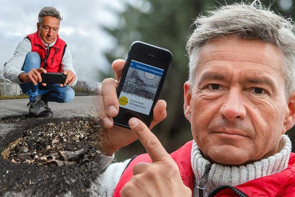 Lutz Neubert (47) sammelte in knapp zwei Jahren rund 2000 Schlaglöcher.