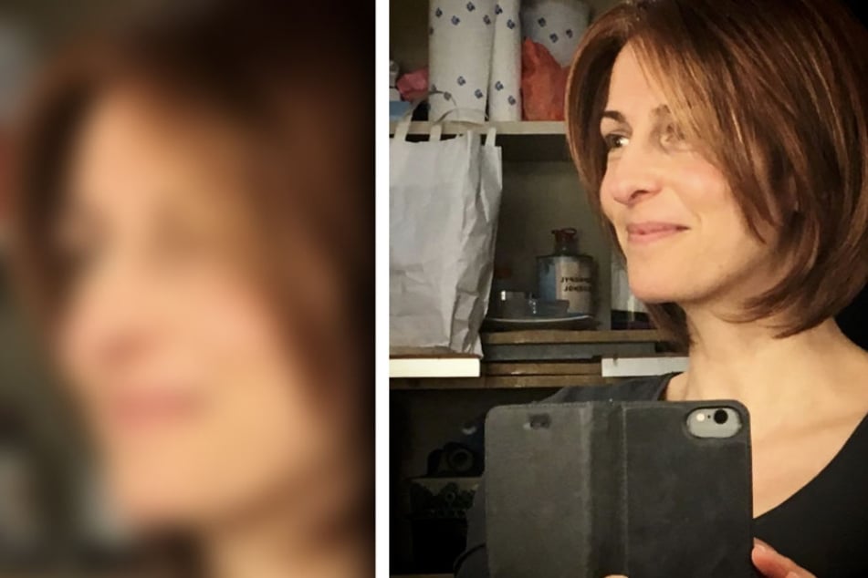 Ulrike Frank mit ihrer "neuen Frisur". Sie trägt eine Perücke.