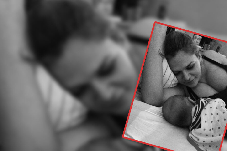 Sara Kulka kuschelt mit ihrer frisch geborenen Tochter Matilda.