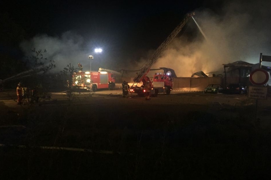 Fünft in der Halle gelagerte Lastwagen brannten komplett aus.
