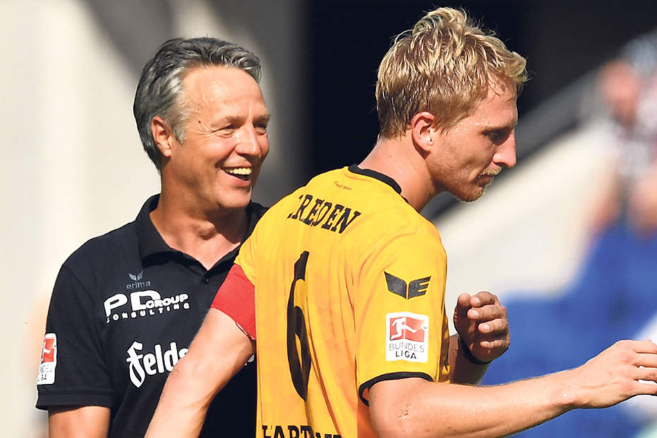 Der Chef und sein Kapitän: Uwe Neuhaus (l.) mit Marco Hartmann.