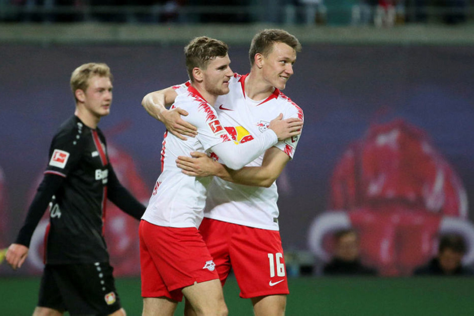 Lediglich Stürmer Timo Werner (M.) wurde von Joachim Löw für die anstehenden Länderspiele gegen Russland und die Niederlande von RB Leipzig nominiert. Auch Lukas Klostermann wäre Ralf Rangnick zufolge ein Kandidat.