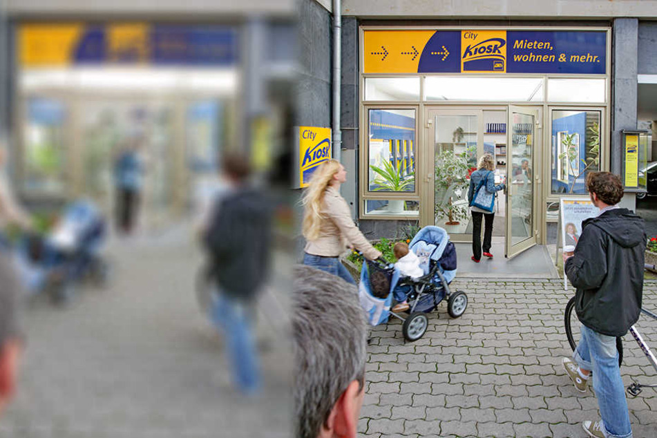 Ein Service-Kiosk der LWB. Nach eigenen Angaben besitzt das Unternehmen rund 35.100 Wohnungen.